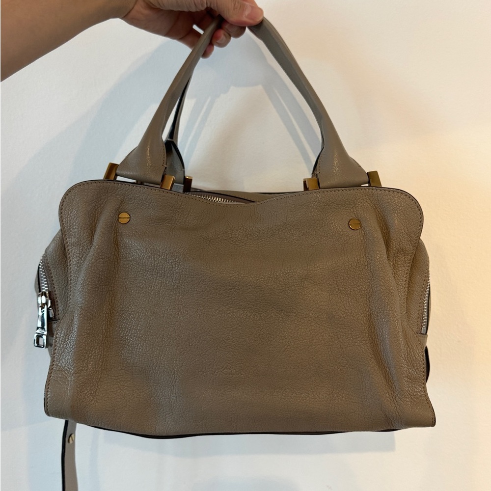 Elegant Chloe Taupe Leather Handbag